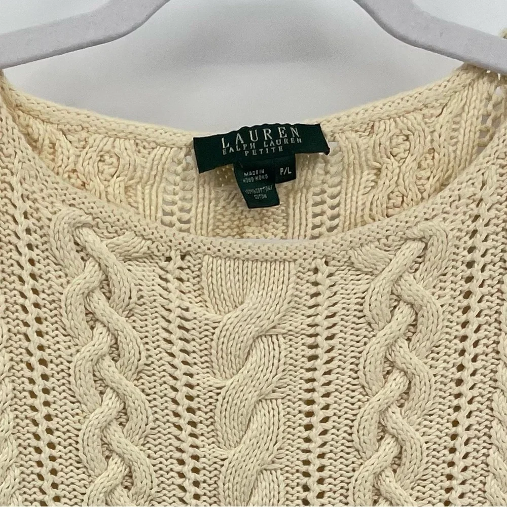 VTG Y2K Lauren Ralph Lauren pullover Sweater LP Cable Knit old money Cottage‎